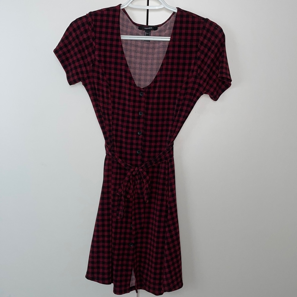 Burgundy Forever 21 Checkered Dress Size Small